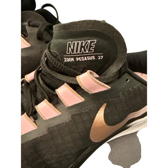 Nike Zoom Pegasus 37 Running Shoes US 11 Black & Pink Breathable Mesh Lightweigh - Picture 2 of 8